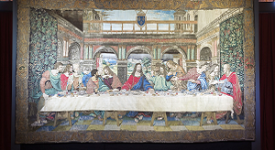 arazzo restaurato che riproduce il Cenacolo