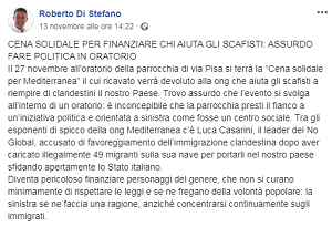 Mediterranea querela il Sindaco Di Stefano