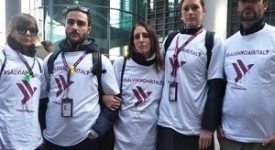 Presidio dei lavoratori di Air Italy a Palazzo Lombardia