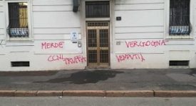 Imbrattate sedi Ugl contro il contratto dei riders