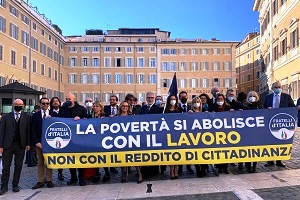 Domani Flash Mob di Fratelli d'Italia contro il reddito di cittadinanza