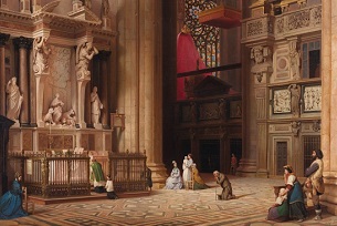 Al Museo Baroffio del Sacro Monte l'"Interno del Duomo di Milano con l'altare di Santa Tecla"
