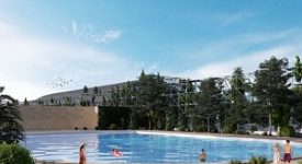 Piscina, padel e area espositiva nell'ex Karma