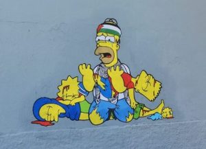 Murales con Simpson palestinesi in via Padova